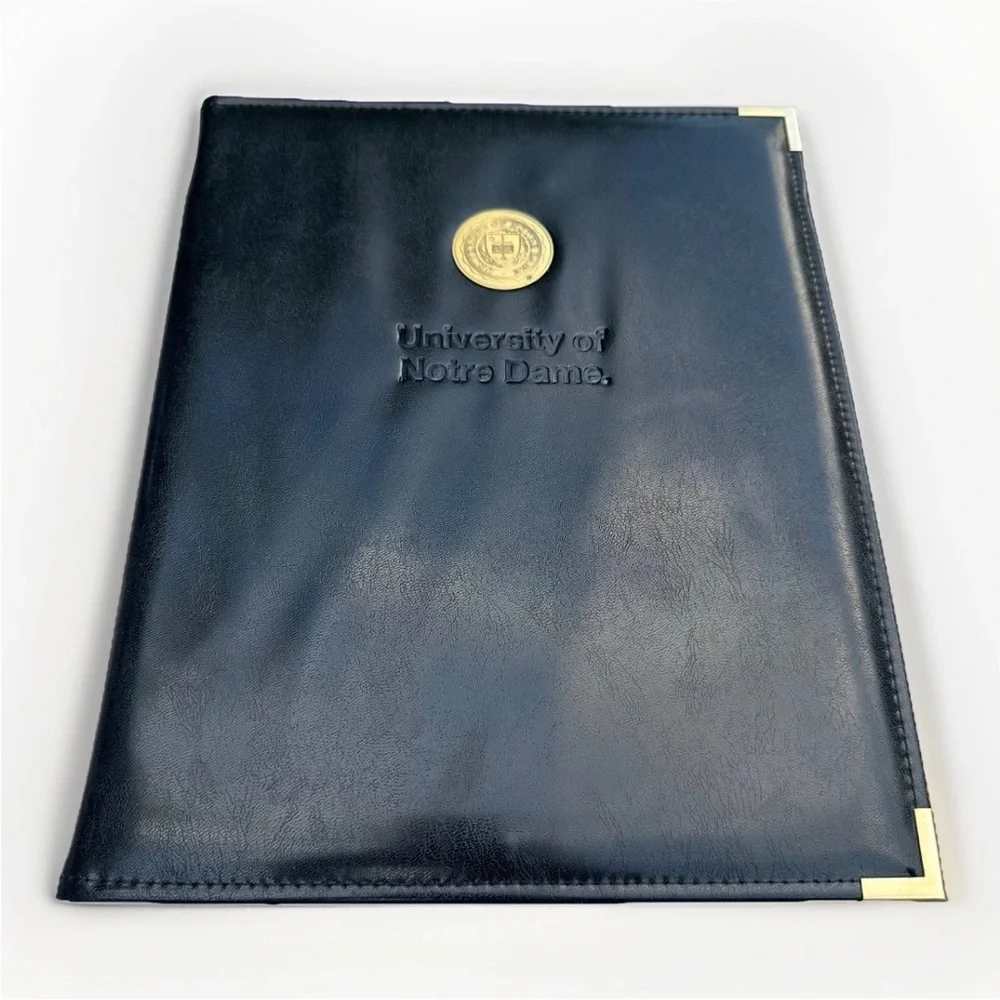 University of‎ Notre Dame Black Faux Leather Medallion Portfolio Pad Pen Holder